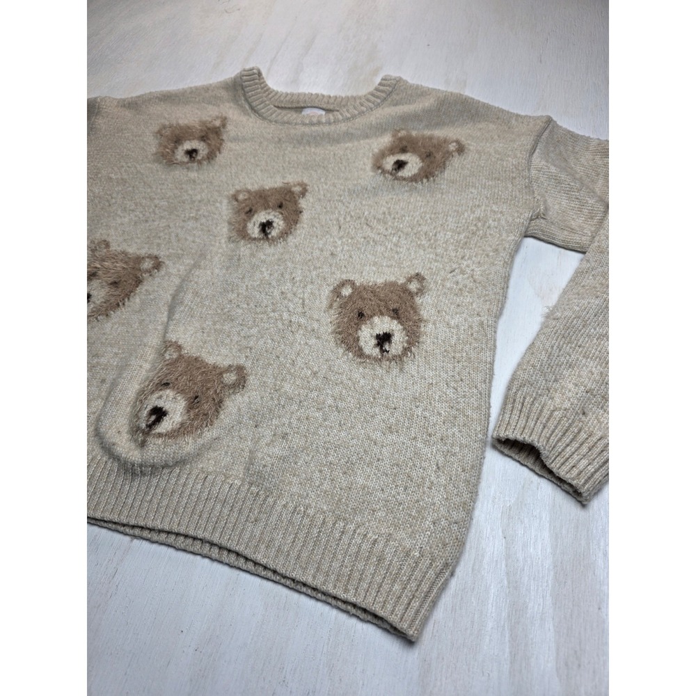 Wonder Nation Kids XL 14-16 Teddy Bear Knit Sweater Beige Oatmeal Cottagecore - Picture 1 of 6